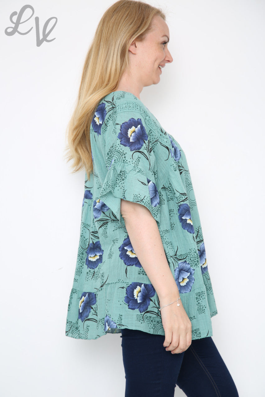 Damesblad Bloemenprint Top Tiffany Stukprijs €7,99