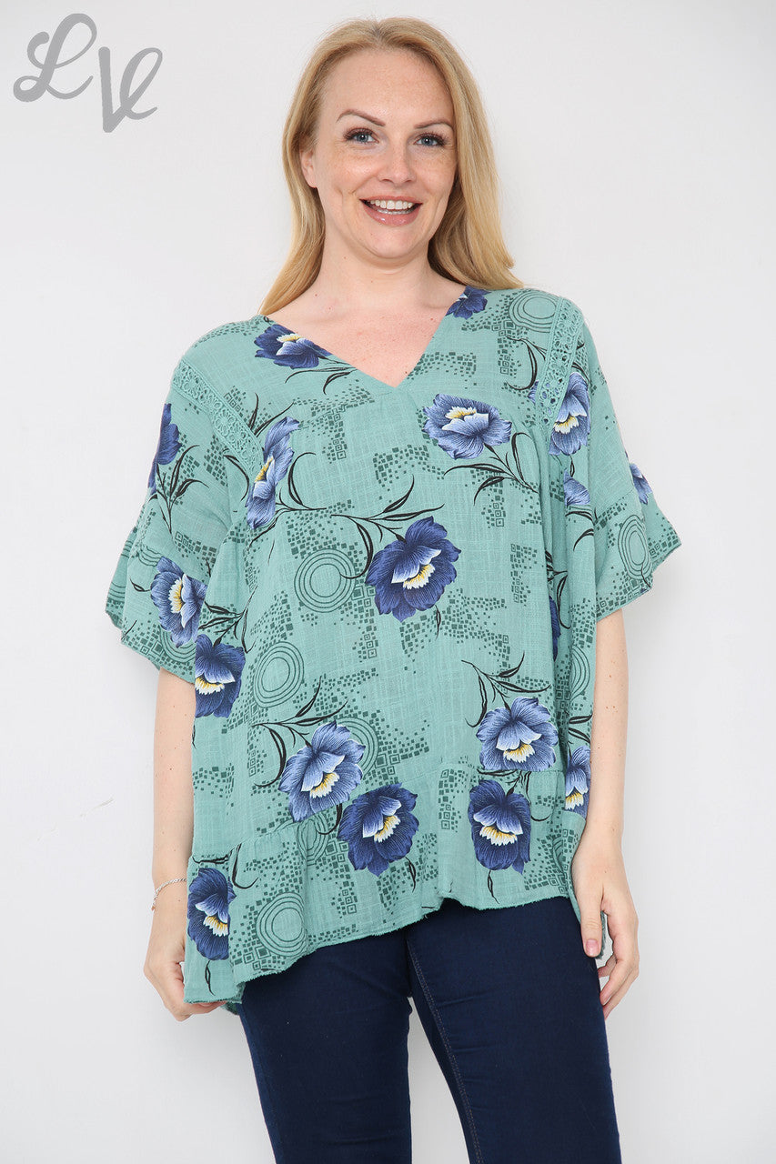 Damesblad Bloemenprint Top Tiffany Stukprijs €7,99