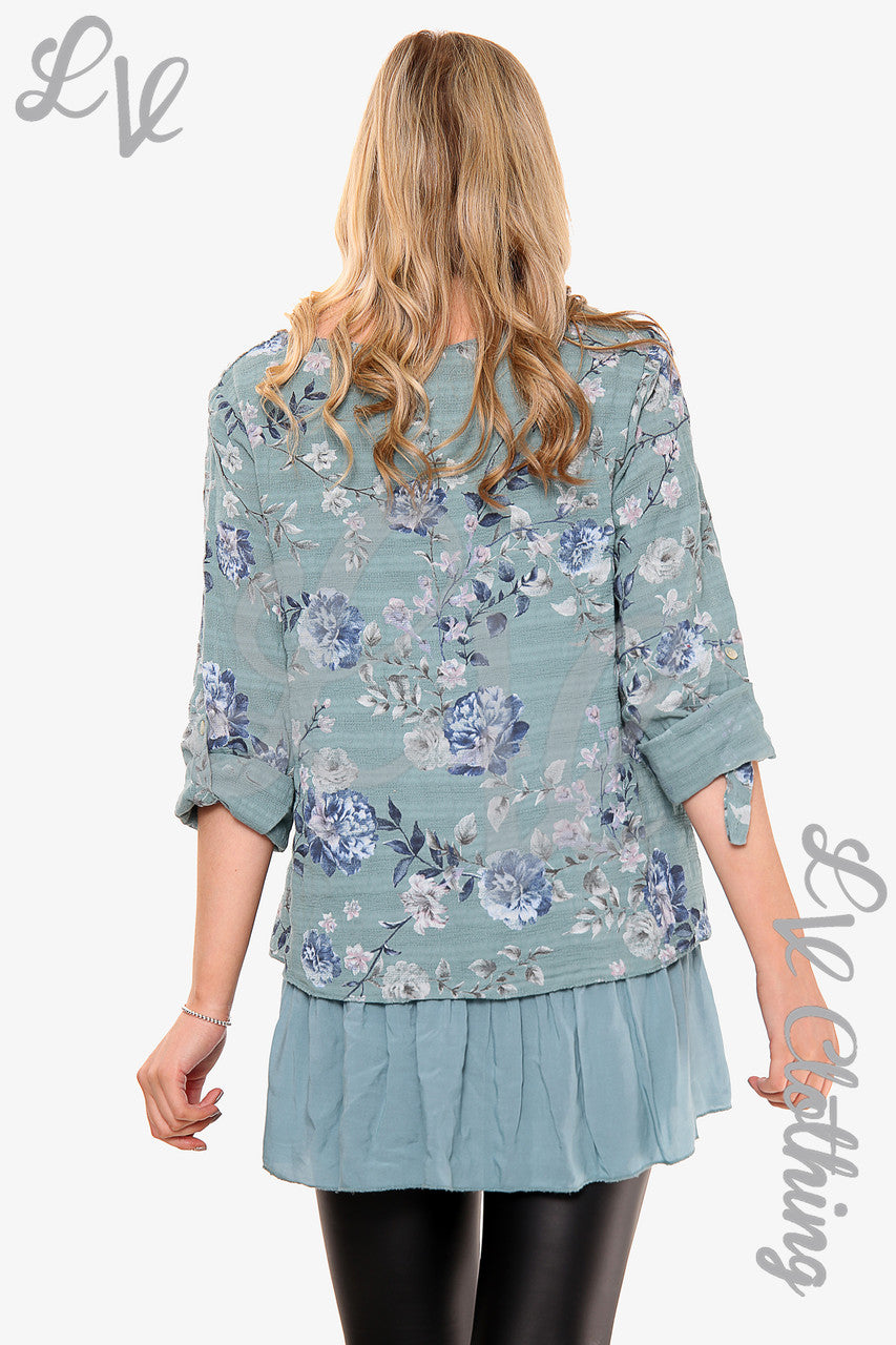 Dames Bovenstuk Met Bloemenprint En Ruches Aan De Onderkant Tiffany Per Stuk WAS €12,99 NU €6,49