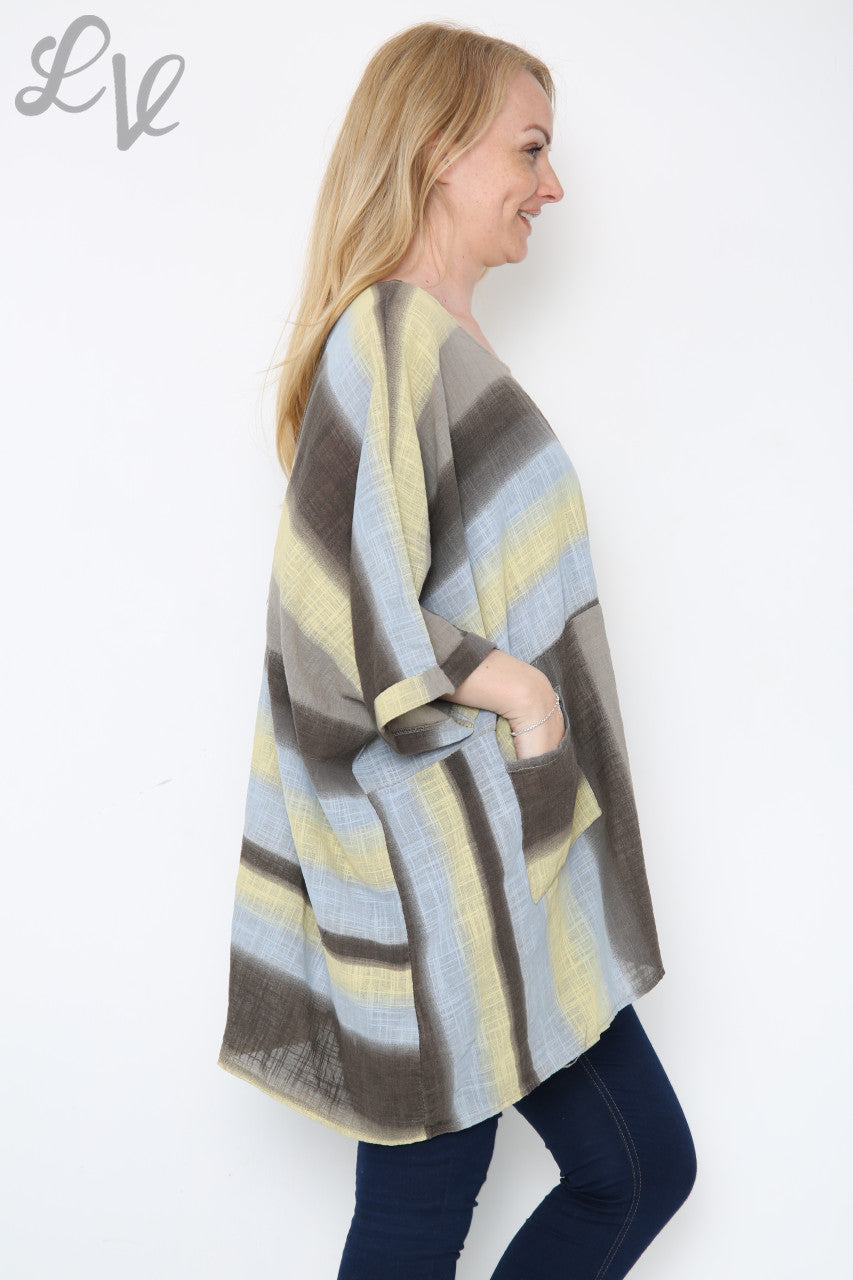 Dames Ombre Kleurrijke Batwing Top Taupe Stukprijs € 10,99