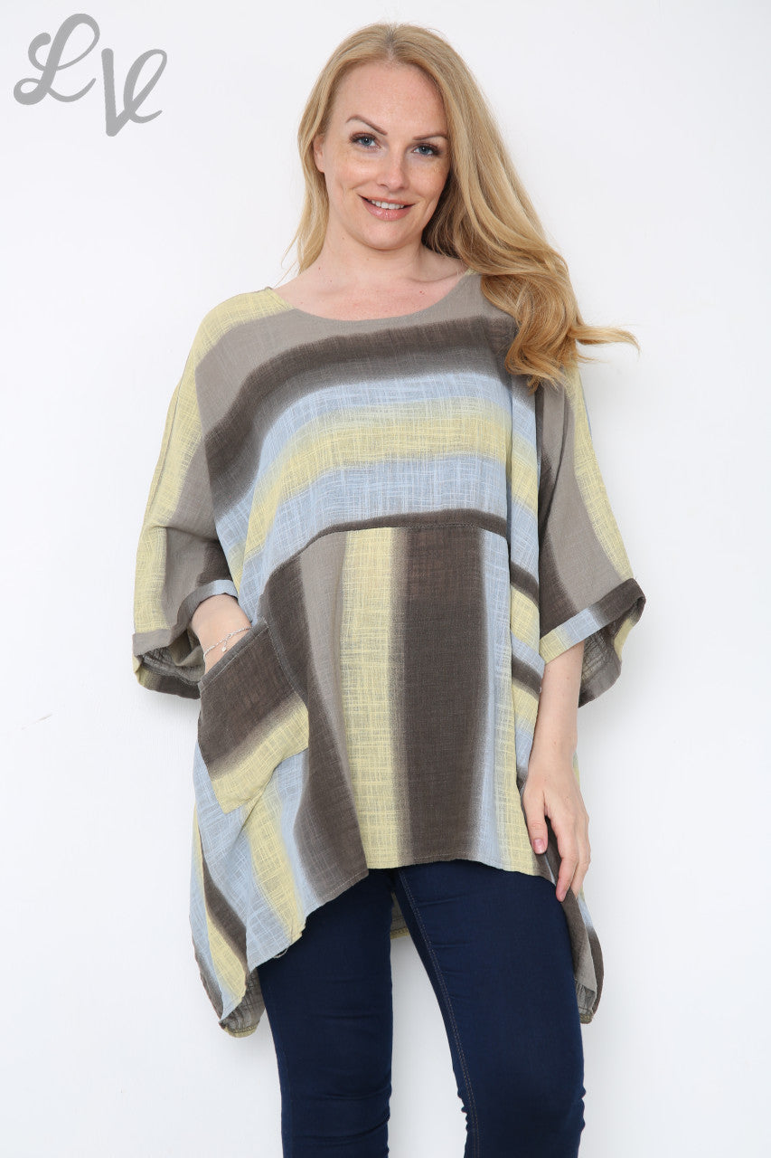Dames Ombre Kleurrijke Batwing Top Taupe Stukprijs € 10,99