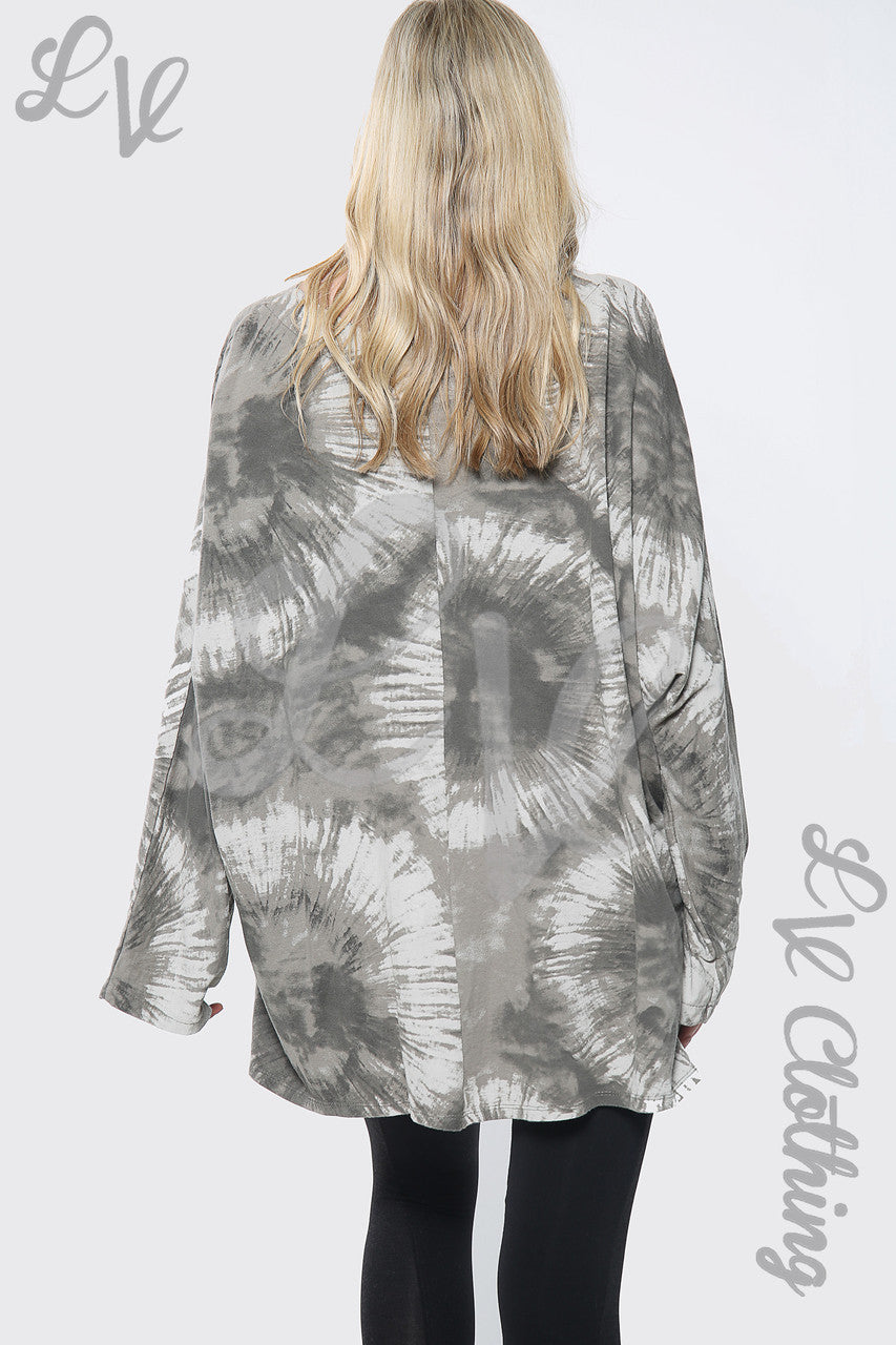 Ladies Tie Dye Print  Baggy Top Taupe Unit Price £12.99