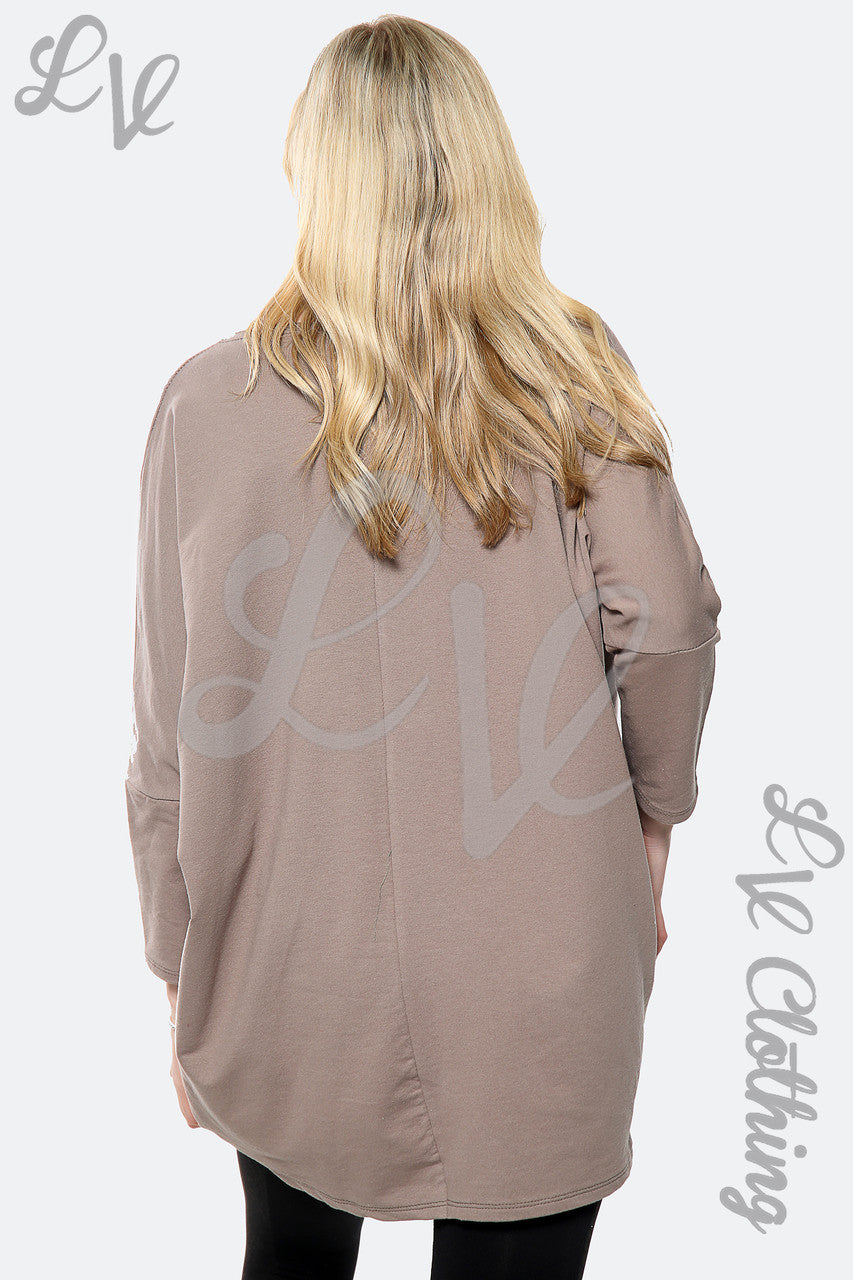 Ladies "Love your Self" Slogan Sweatshirt Top Taupe Unit Price £15.99