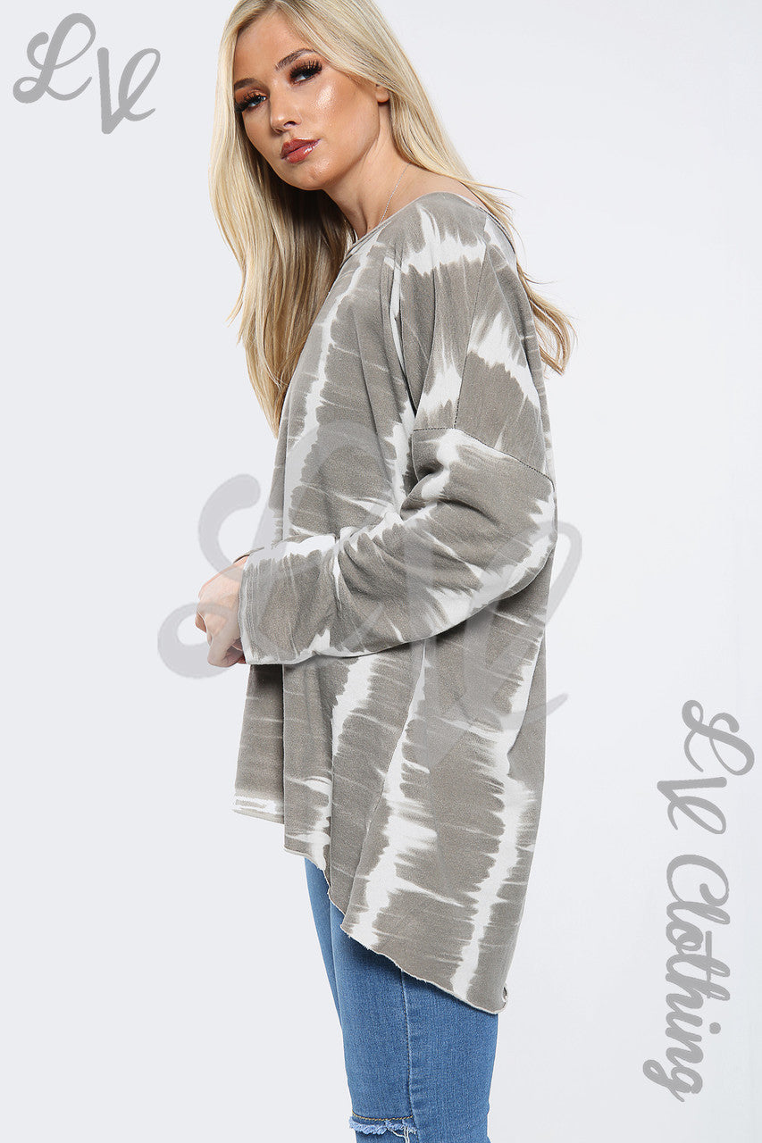 Dames Tie Dye Print Sweatshirt Top Taupe - Stukprijs €8,99