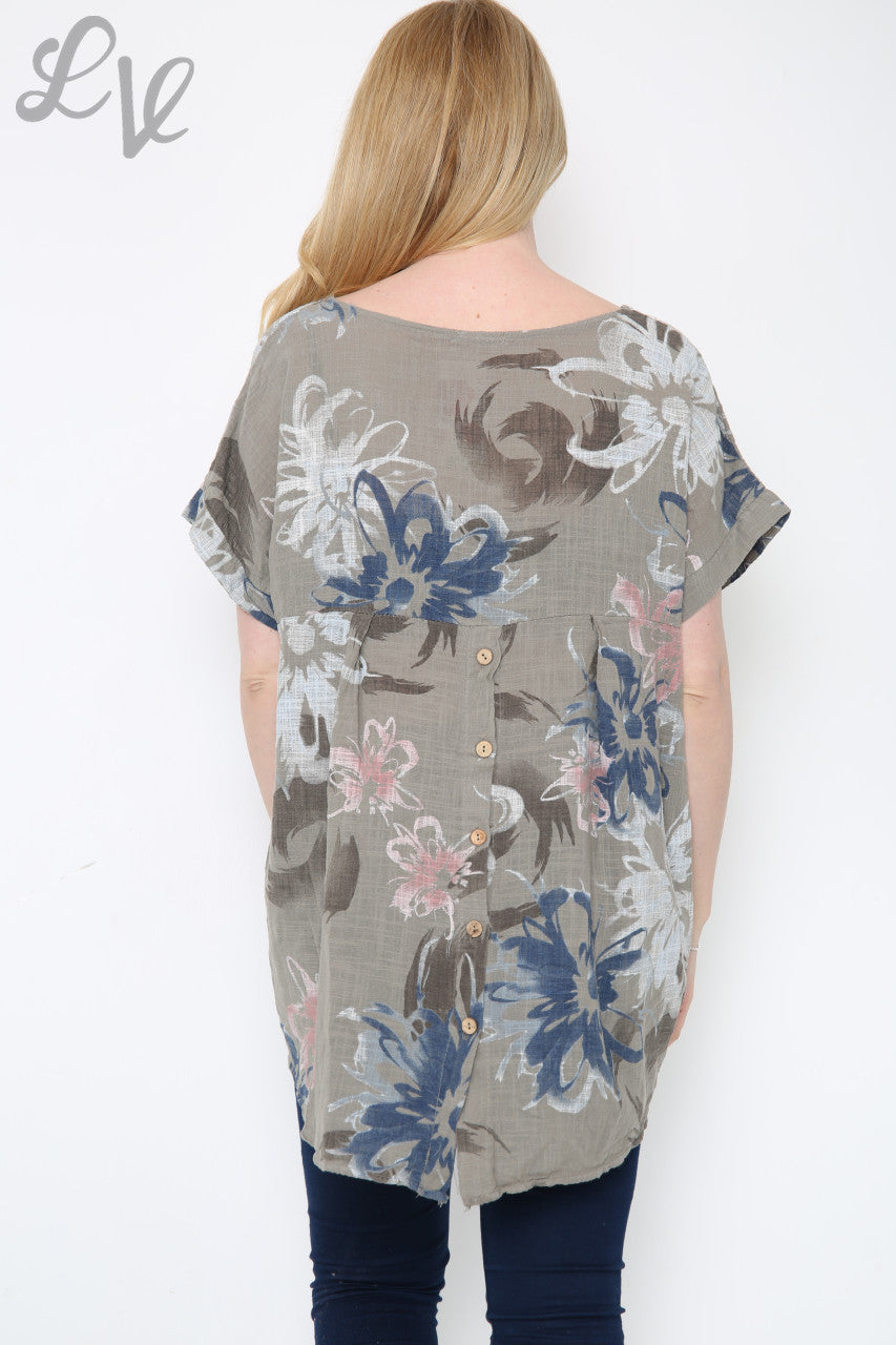 Dames Top Met Bloemenprint Abstract Taupe Prijs per stuk €10,99