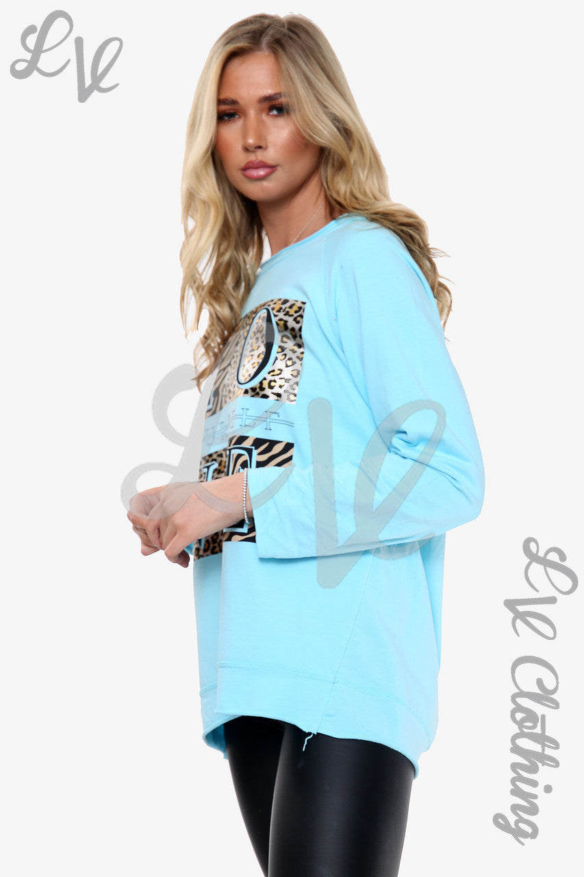 Ladies 'Love yourself' Graphic Top Turquoise Unit Price WAS £11.99 NOW £5.99