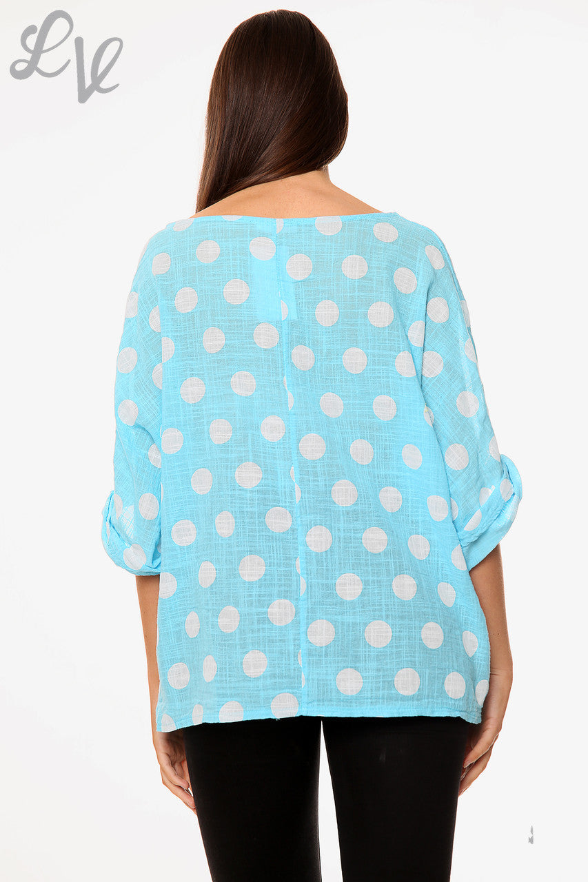Ladies Polka Dot Simple Top Turquoise Unit Price £7.99