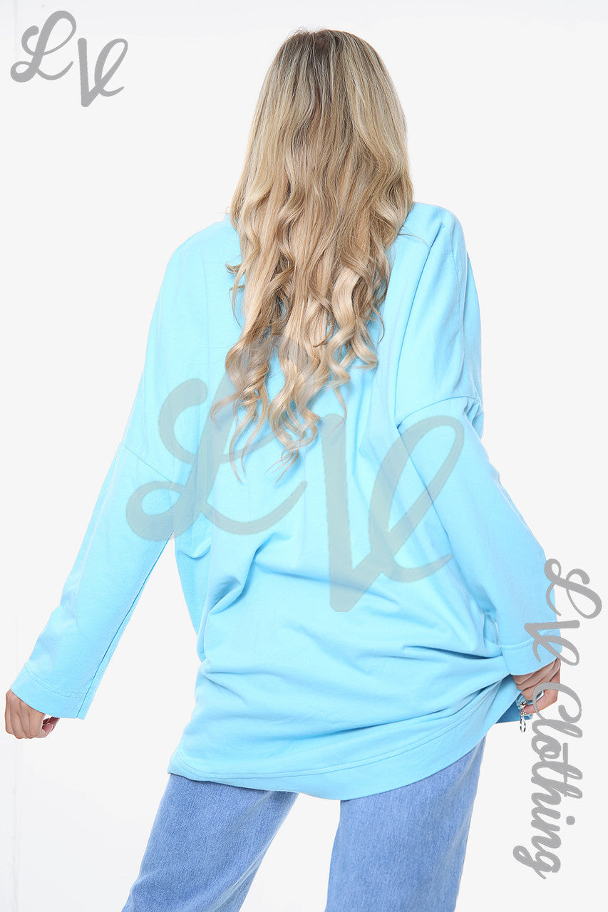 Dames Graffiti Vormen Sweatshirt Top Turkoois Prijs per eenheid €11,99