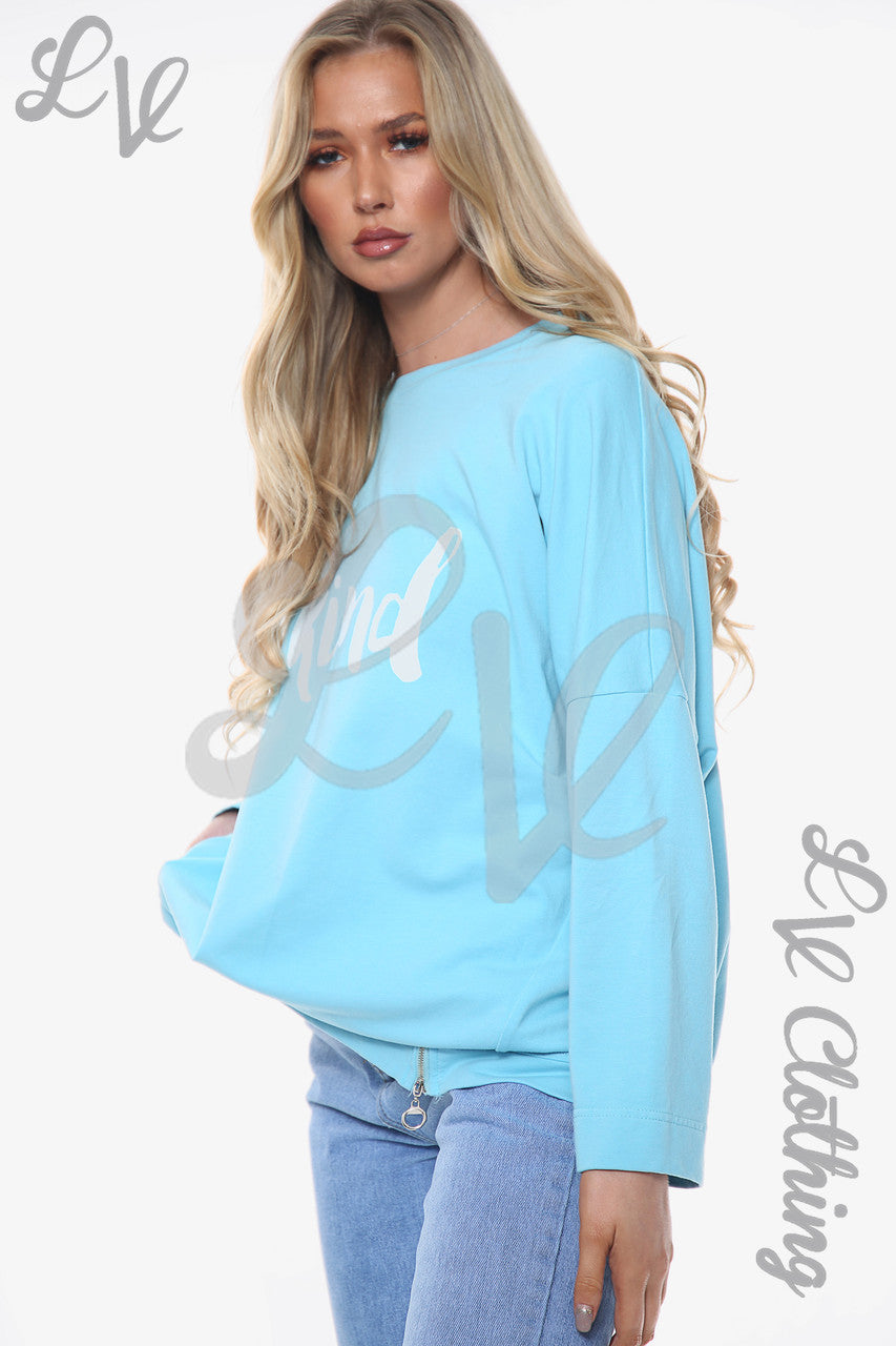 Dames Be Kind Sweatshirt Top Turkoois Stukprijs €14,99