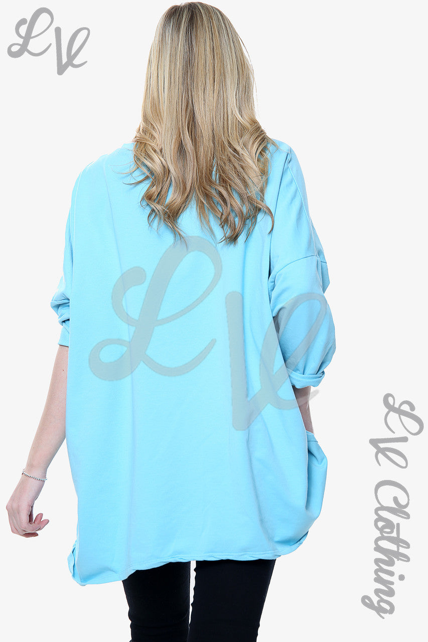 Ladies Paintbrush Shapes Print Sweatshirt Top Turquoise Unit Price £11.99