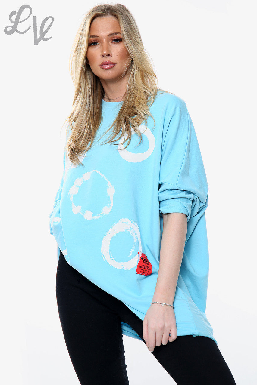Ladies Paintbrush Shapes Print Sweatshirt Top Turquoise Unit Price £11.99