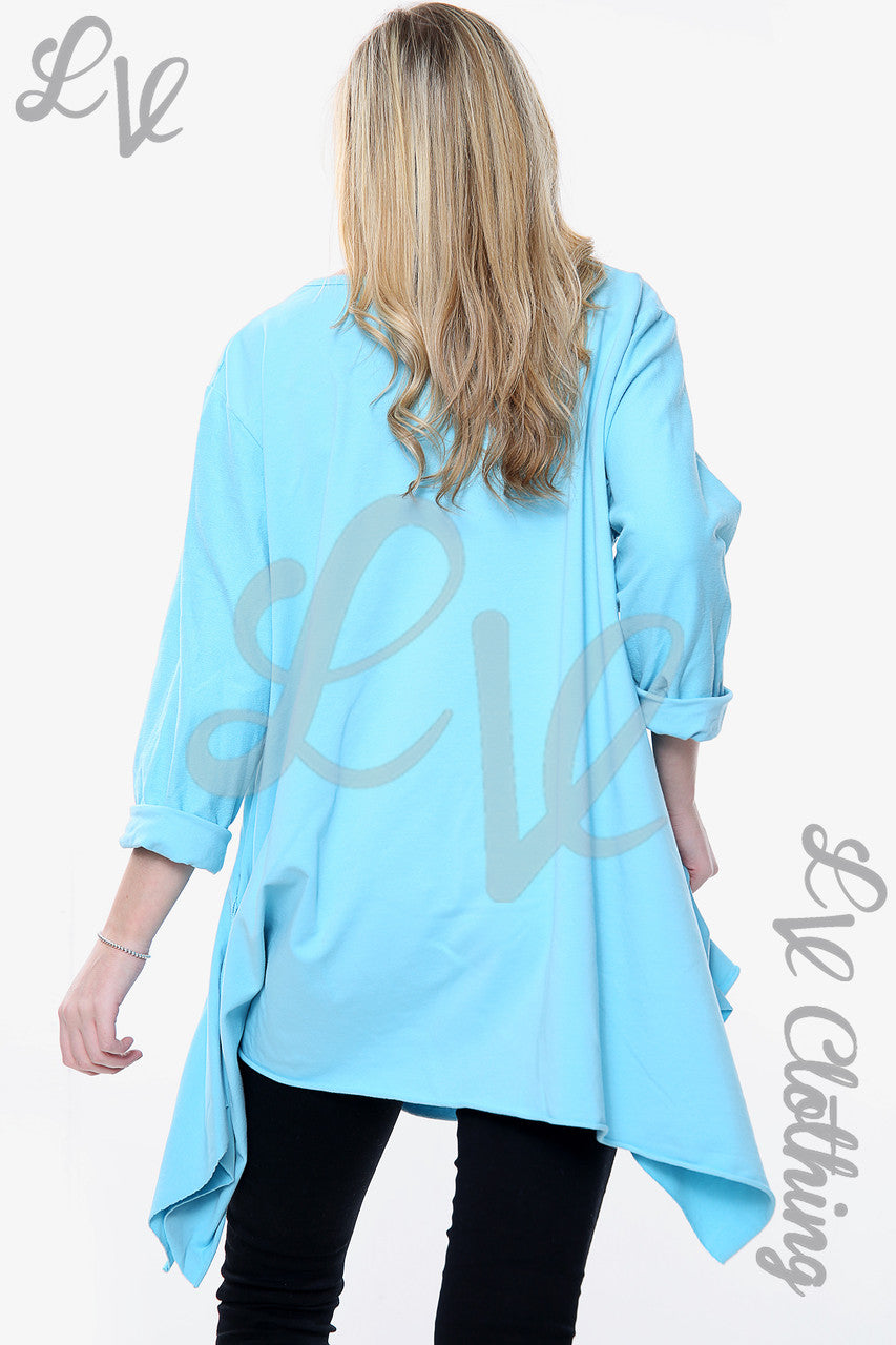 Dames Sweatshirt Top met Gedrapeerde Zoom & Ritsdetail Turkoois Stukprijs WAS £11,99 NU £5,99