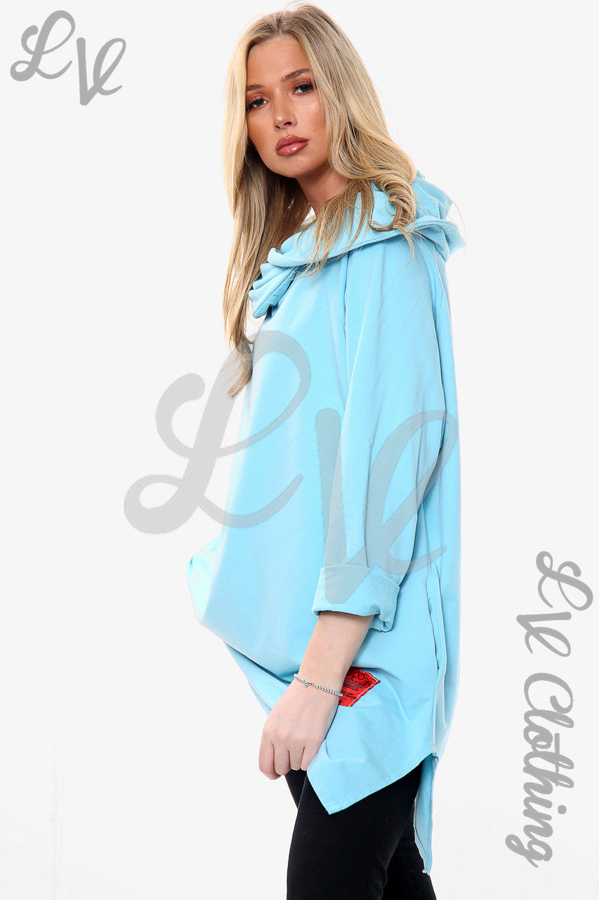 Dames Draped Shoulder Sweatshirt Top Turkoois Prijs per stuk WAS £15.99 NU £7.99