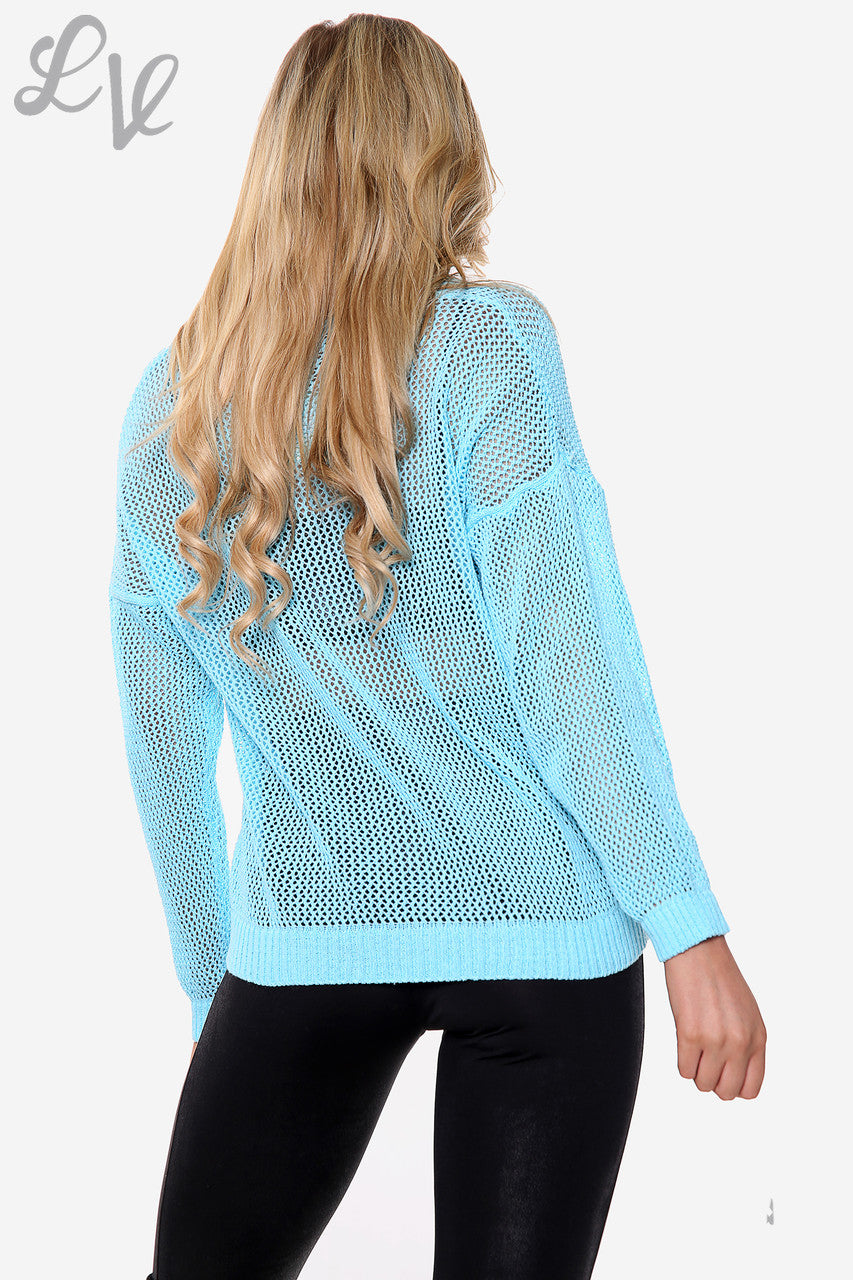 Dames Fishnet Top Turkoois Prijs per stuk €9,99