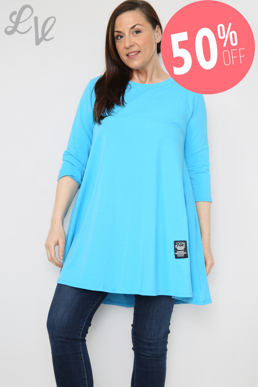 Ladies Plain Swing Top Turquoise Unit Price WAS £10.99 NOW £5.49