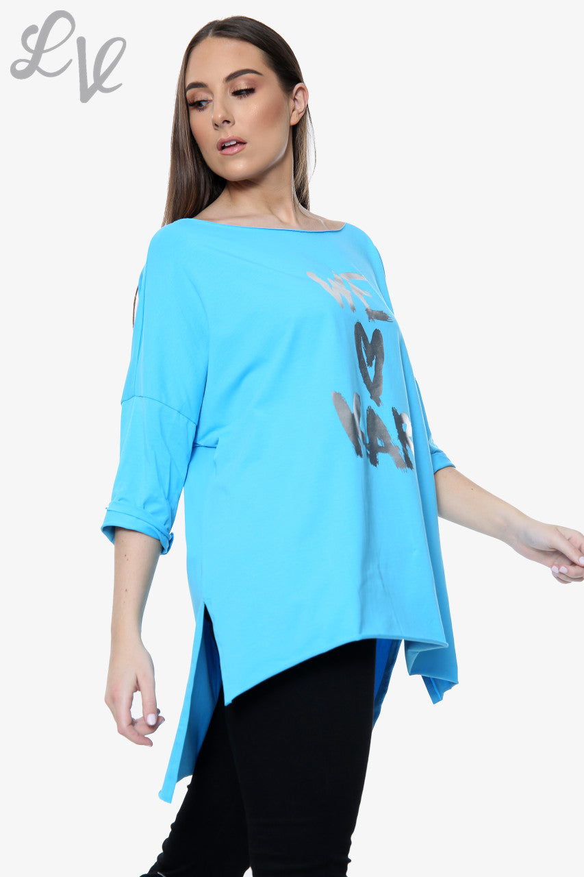 Dames 'We Love Karl' Top met folieprint Turkoois Stukprijs WAS €5,99 NU €2,99