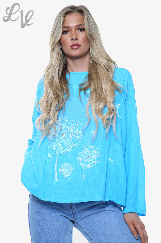 Ladies Dandelion Long Sleeve Top Turquoise Unit Price £10.99
