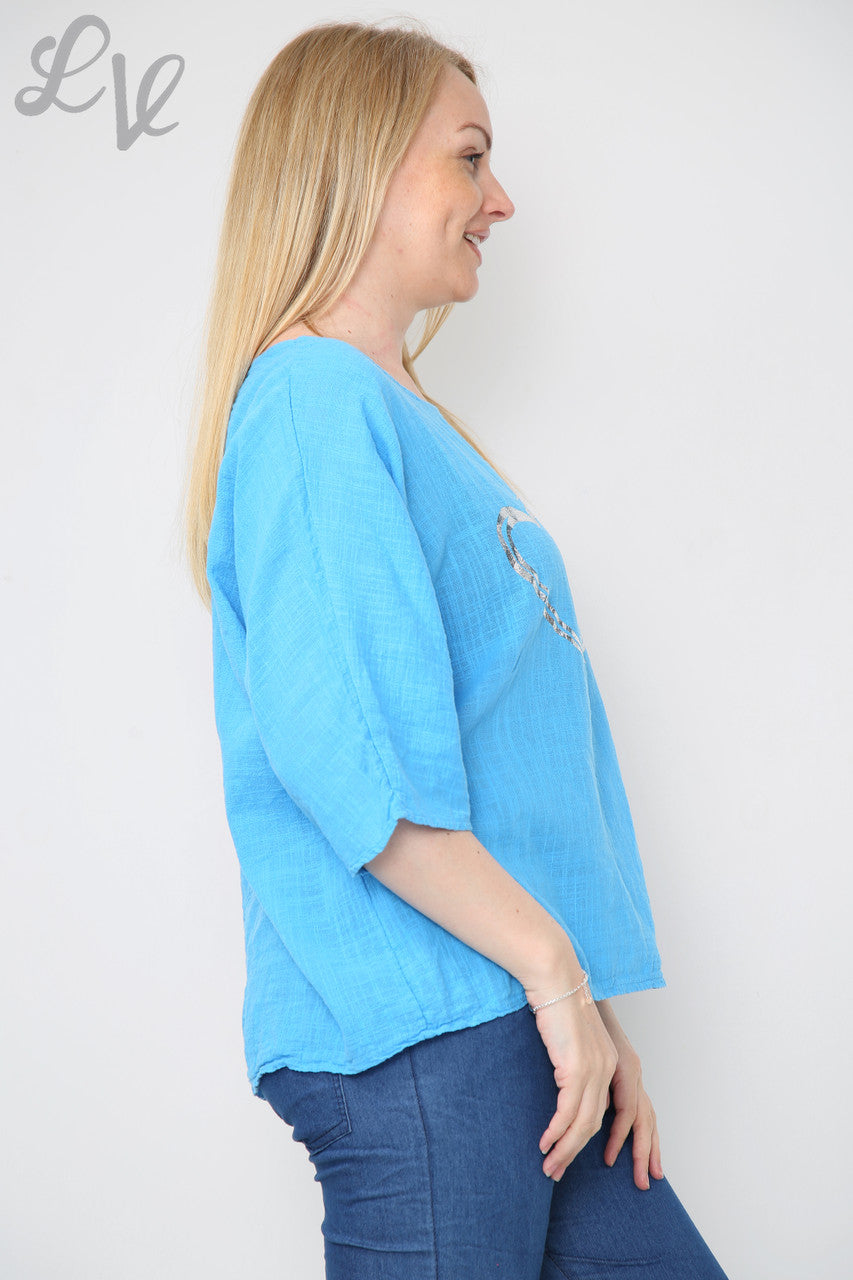 Dames Dubbele Folie Hart Top Turkoois Prijs per stuk €7,99