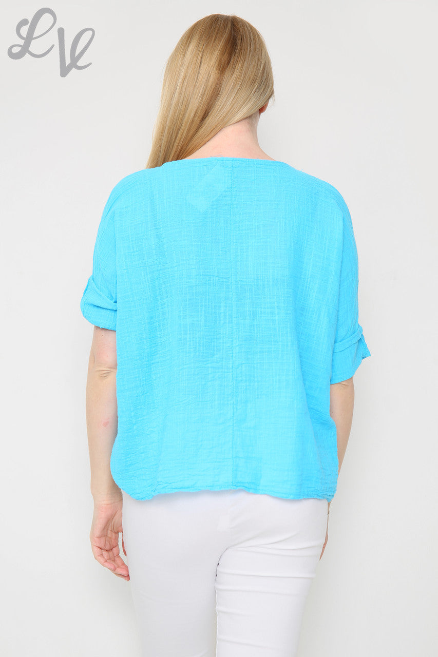 Ladies Foil Leaf Design Top Turquoise Unit Price £12.99