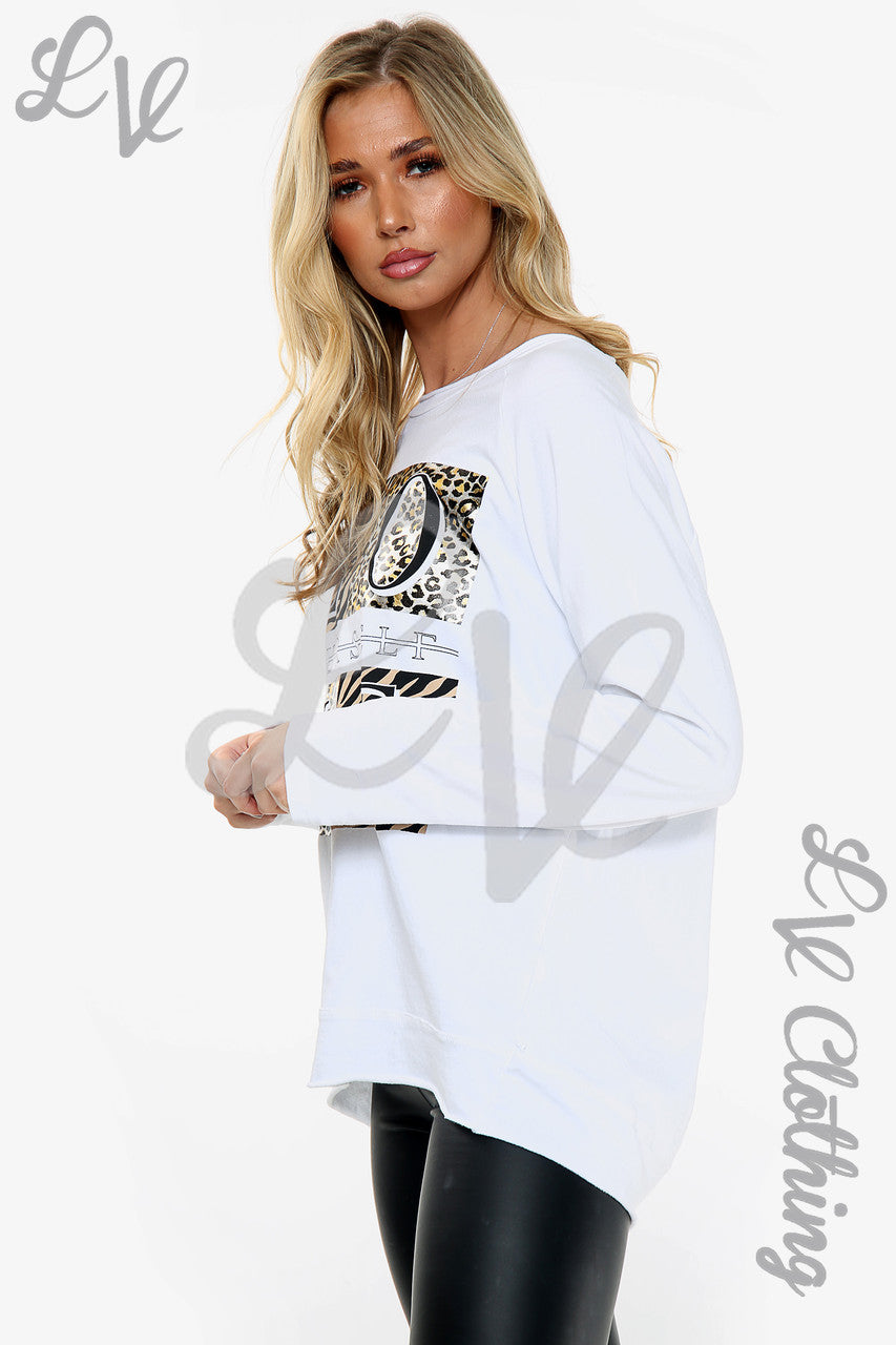 Dames 'Love yourself' Graphic Top Wit Eenheidsprijs WAS €11,99 NU €5,99