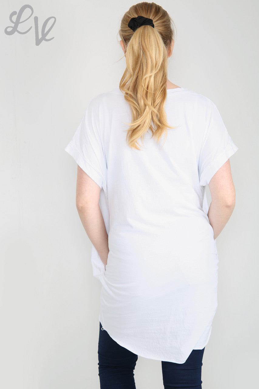 Ladies Plain Simple Tunic Top White Unit Price £7.99