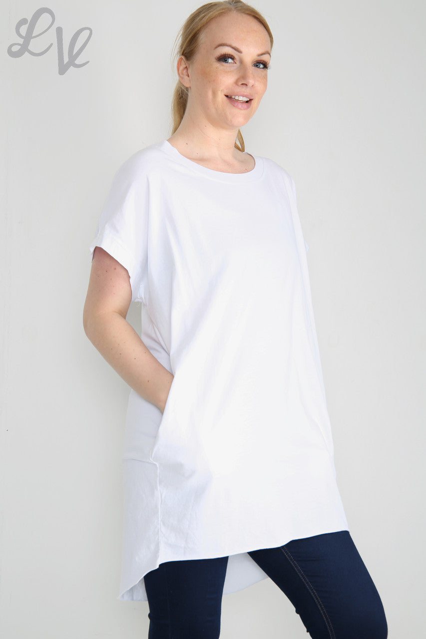 Ladies Plain Simple Tunic Top White Unit Price £7.99