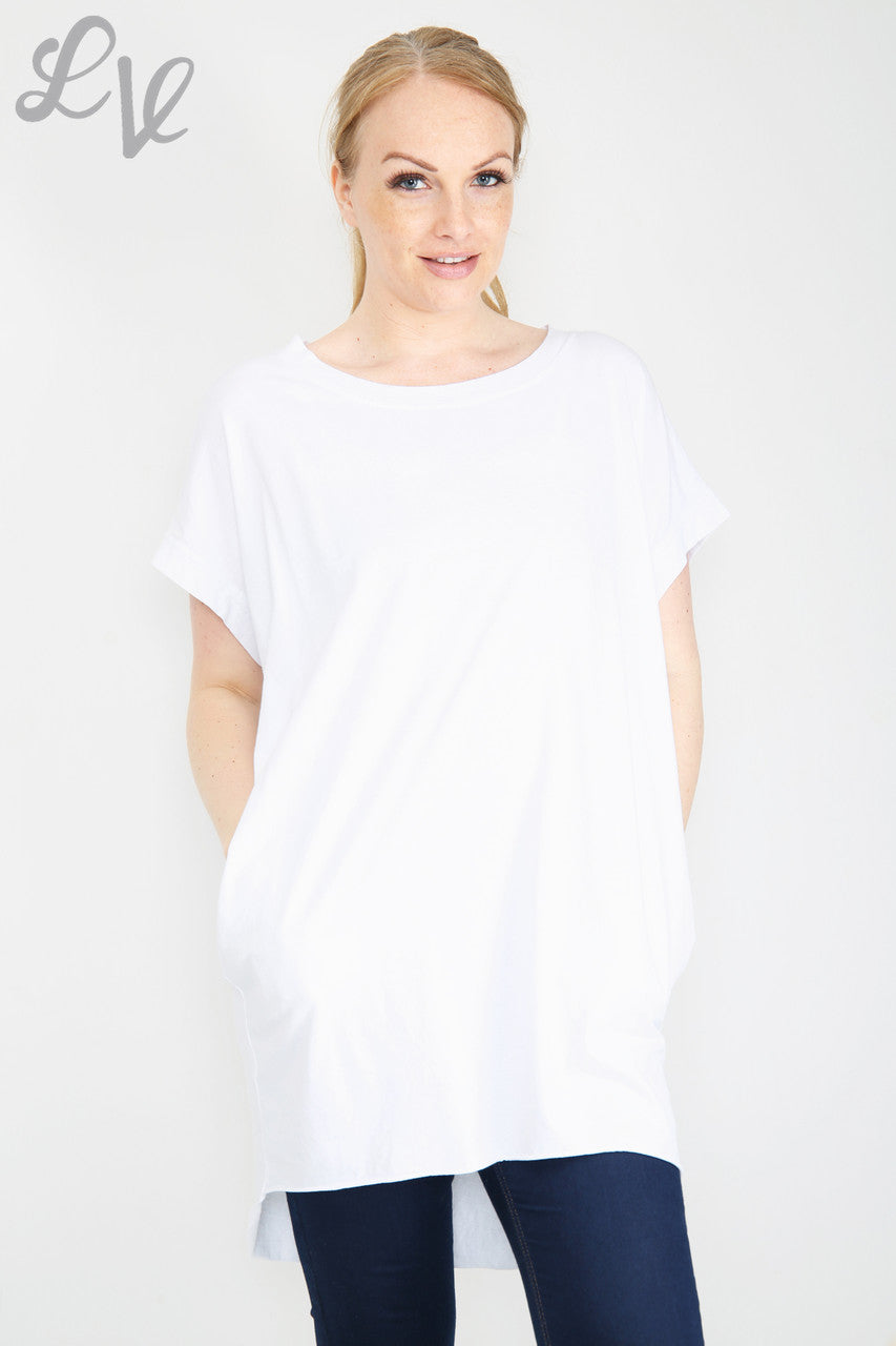 Ladies Plain Simple Tunic Top White Unit Price £7.99
