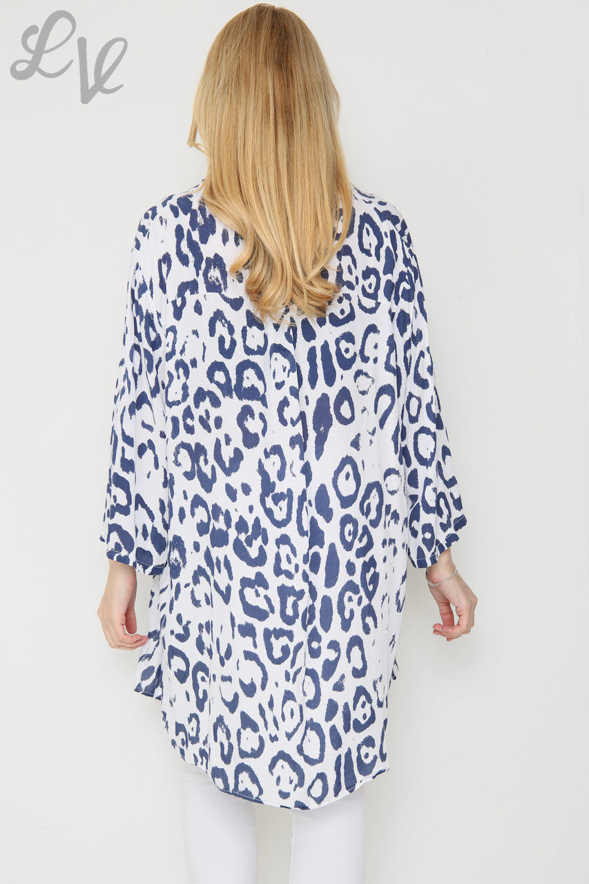 Dames Blouse met Dierenprint, Lengte Lang, Wit, Stukprijs € 8,99