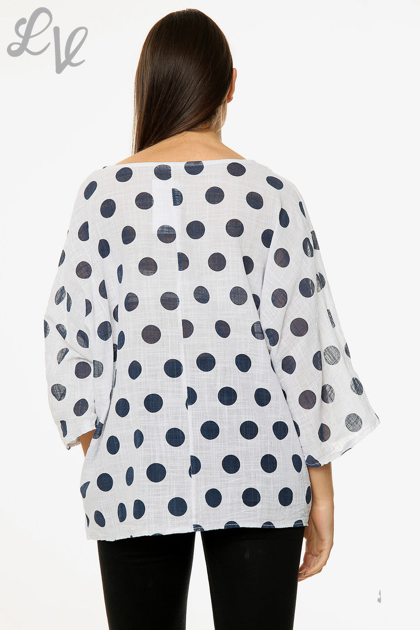 Dames Polkadot Effen Top Wit Prijs per stuk €7,99