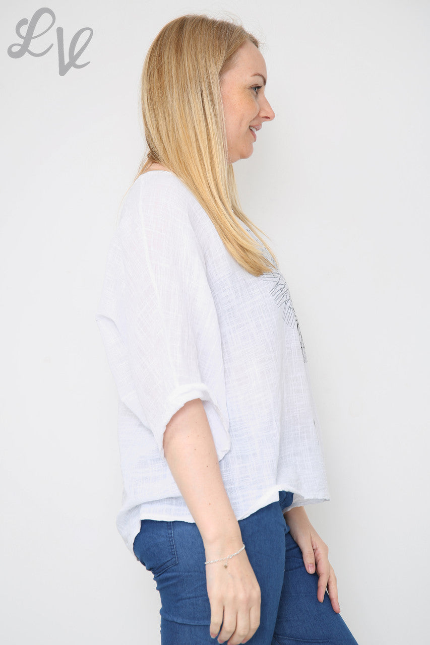 Dames Paardenbloem Hart Top Wit Prijs per eenheid € 7,99