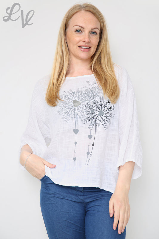 Ladies Dandelion Heart Top White Unit Price £7.99