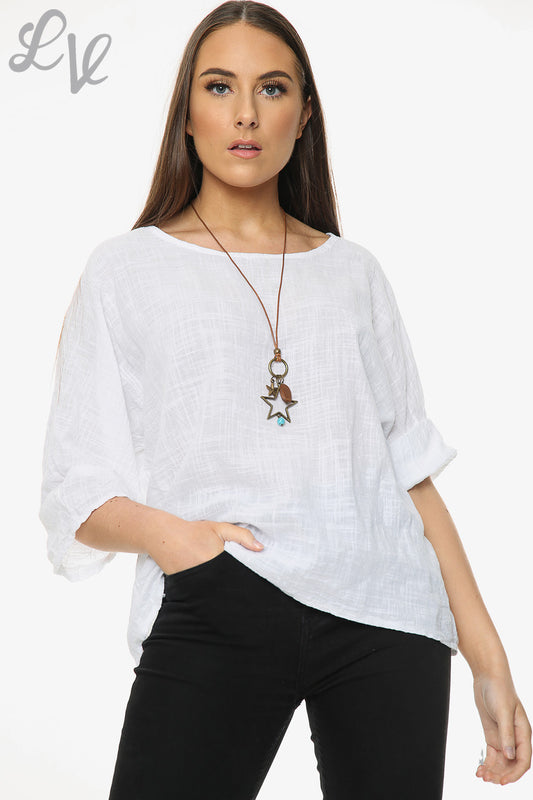 Ladies Plain Simple Top White