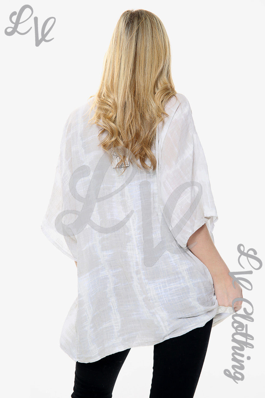 Dames Tie Dye Print Floaty Top Wit Stukprijs € 14,99