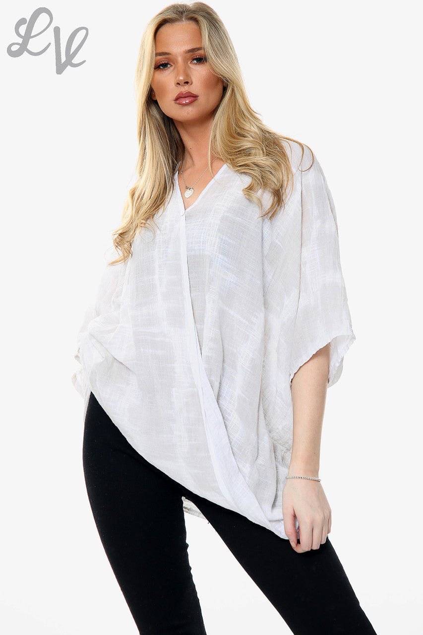 Dames Tie Dye Print Floaty Top Wit Stukprijs € 14,99