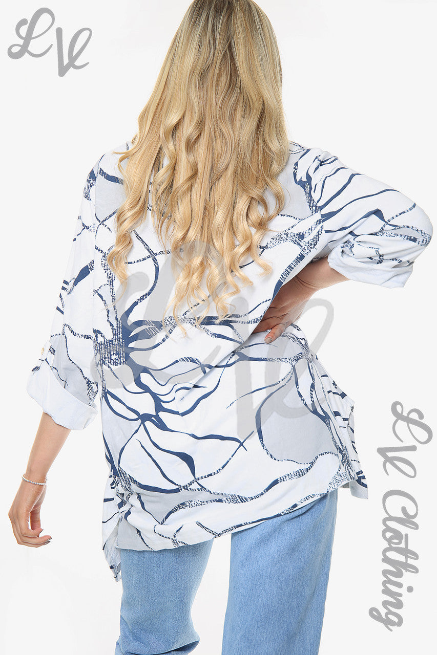 Dames Top met Abstracte Print Wit Prijs per stuk €11.99