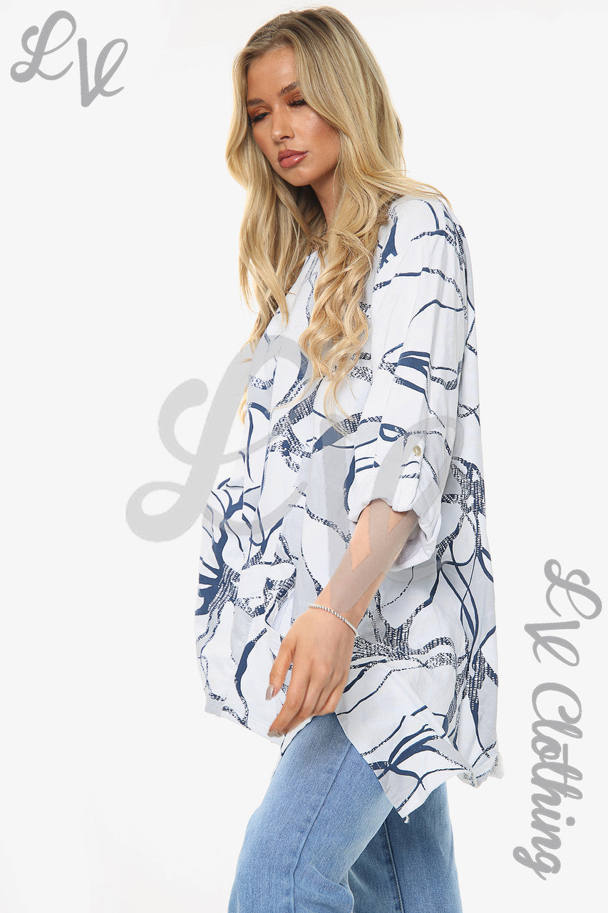 Dames Top met Abstracte Print Wit Prijs per stuk €11.99