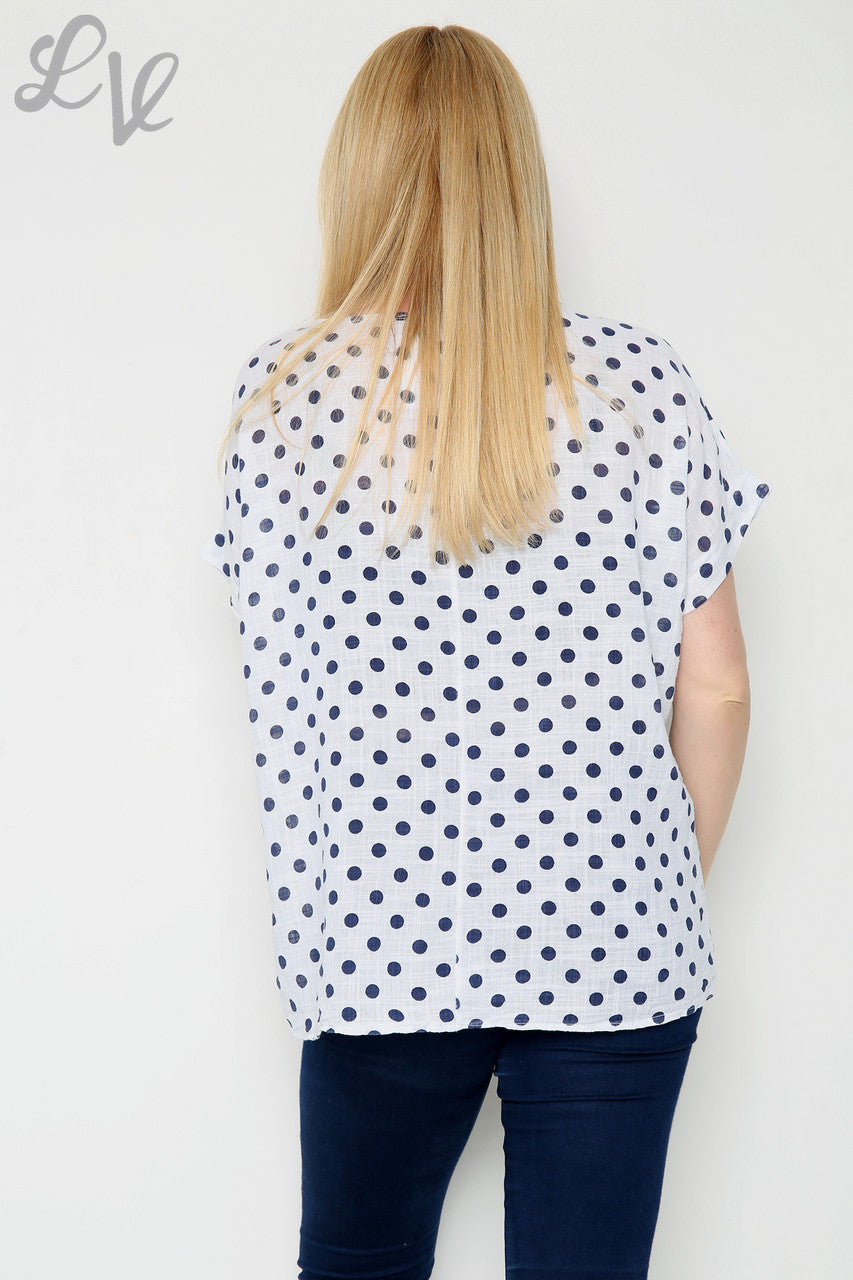 Dames Bovenstuk met Polkadots Wit Stukprijs €7,99