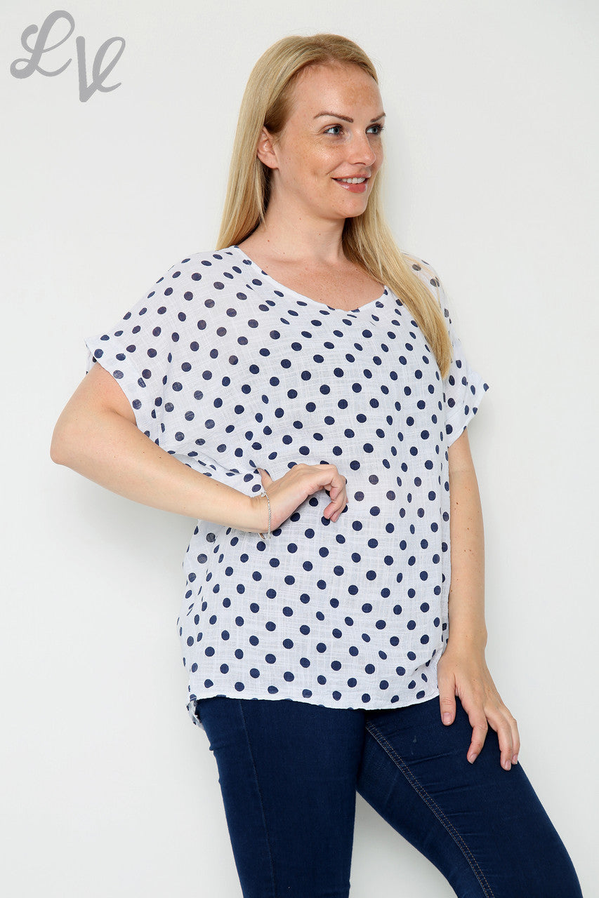 Dames Bovenstuk met Polkadots Wit Stukprijs €7,99