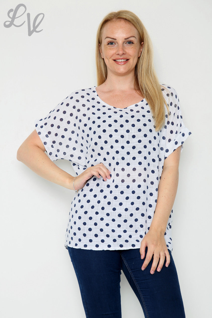 Dames Bovenstuk met Polkadots Wit Stukprijs €7,99