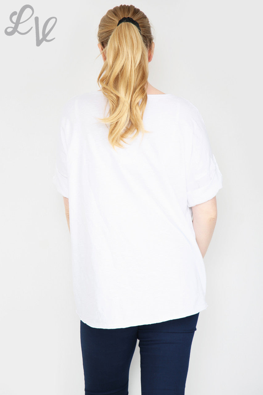 Dames Top Met Verfstreep Wit Stukprijs €12,99