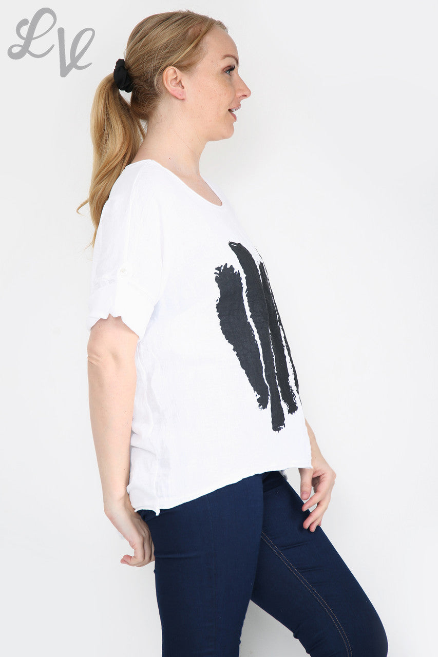 Dames Top Met Verfstreep Wit Stukprijs €12,99