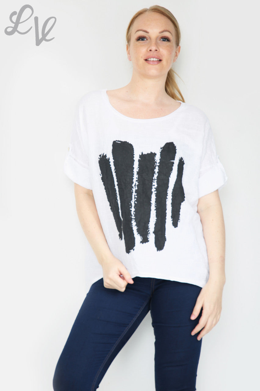 Dames Top Met Verfstreep Wit Stukprijs €12,99