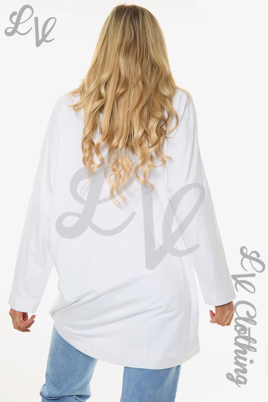 Dames Graffiti Vormen Sweatshirt Top Wit Prijs per eenheid €13,99