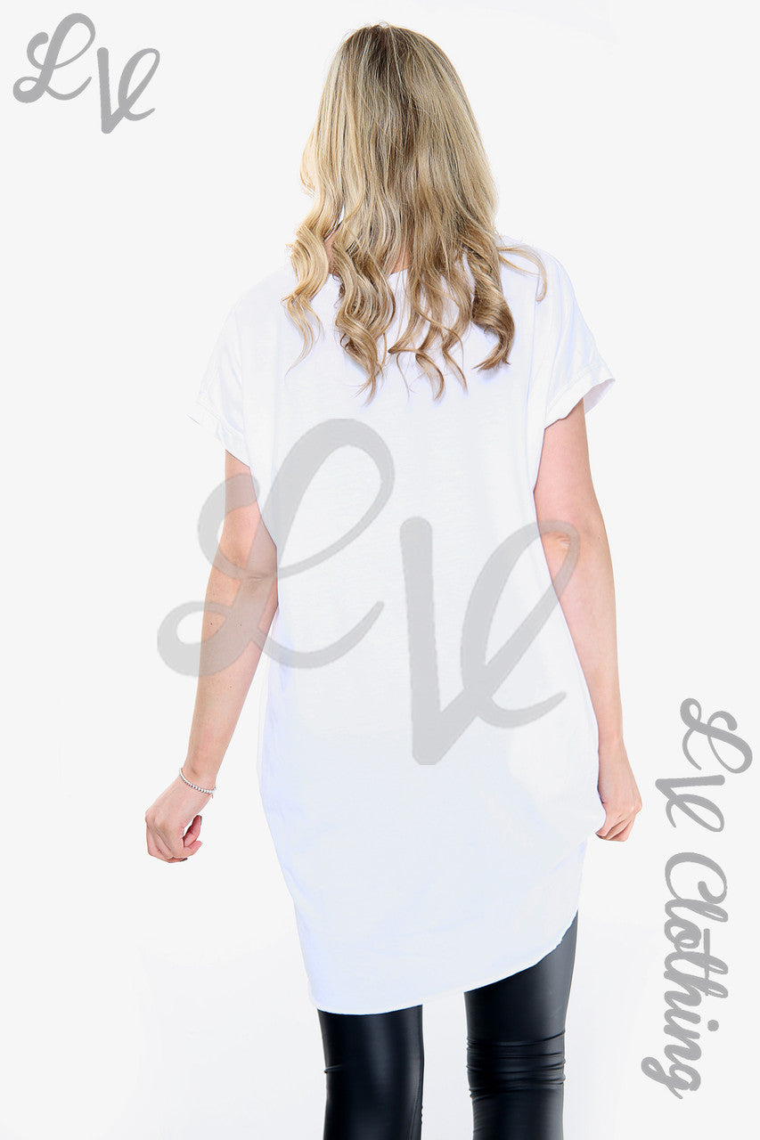 Dames Top met Grafische Strepen Wit Prijs per stuk €8,99