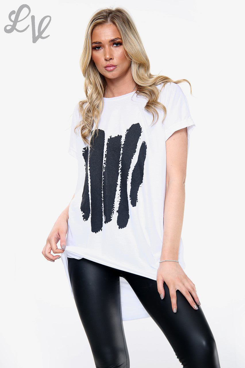 Dames Top met Grafische Strepen Wit Prijs per stuk €8,99