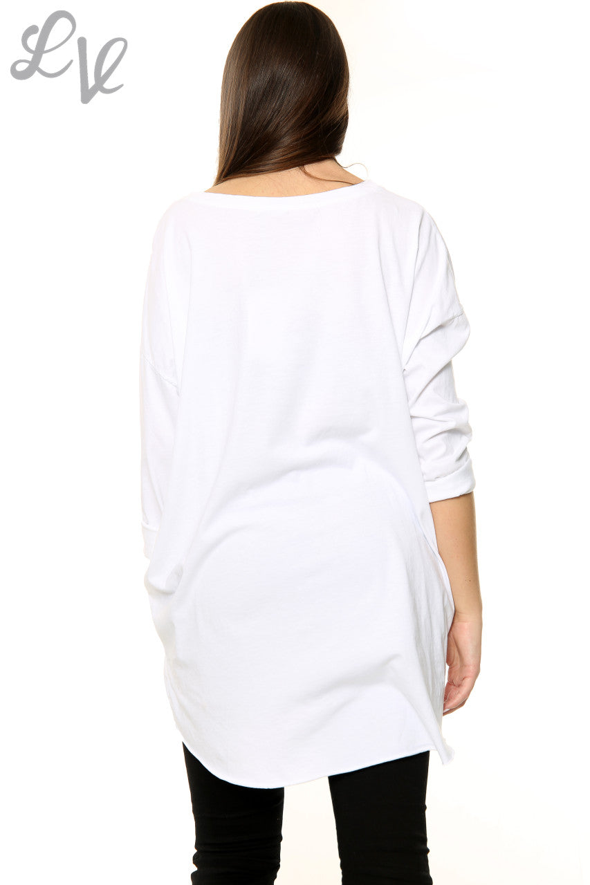 Dames Squiggle Love Heart Top Wit Stukprijs € 10,99