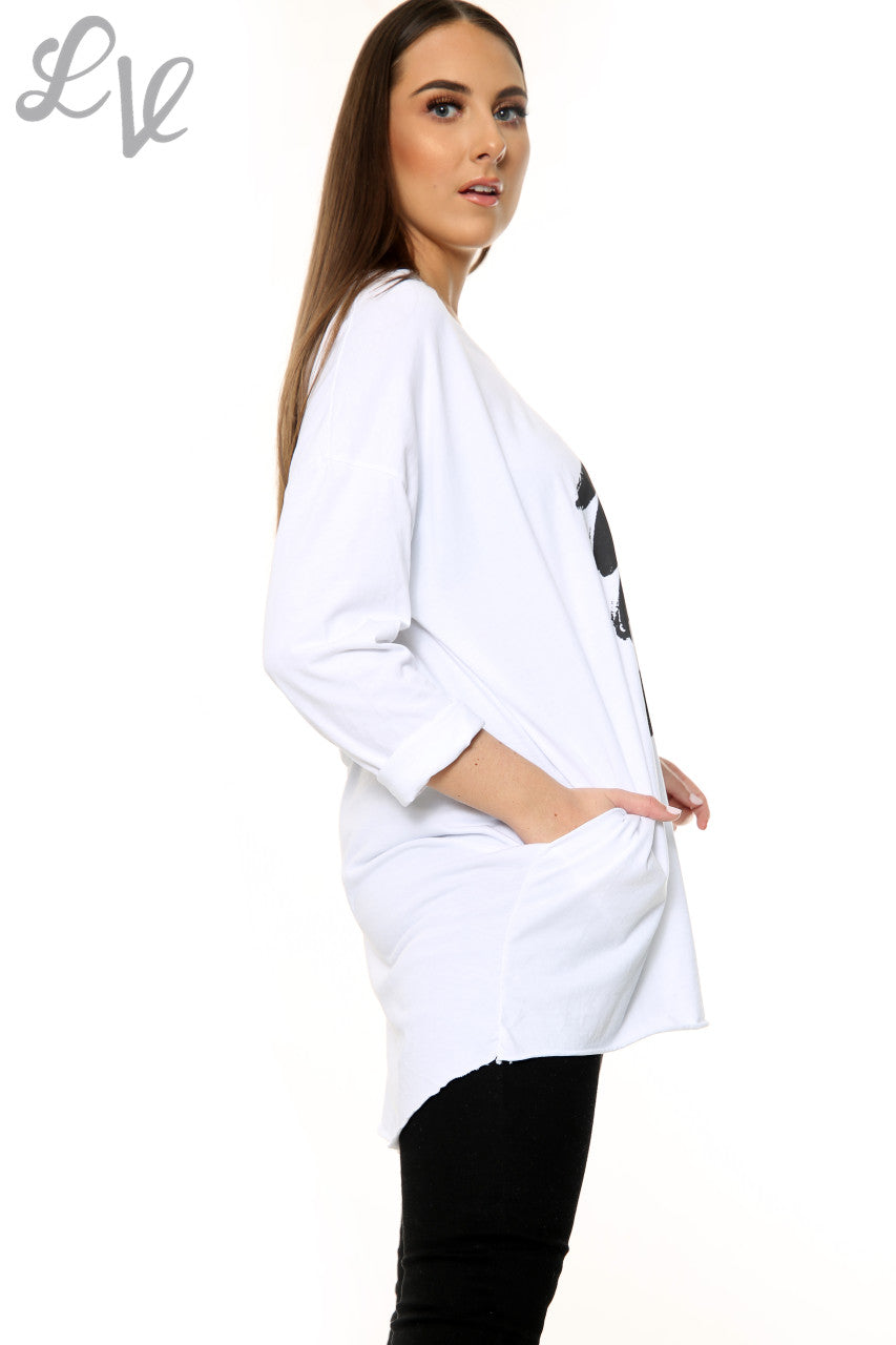 Dames Squiggle Love Heart Top Wit Stukprijs € 10,99