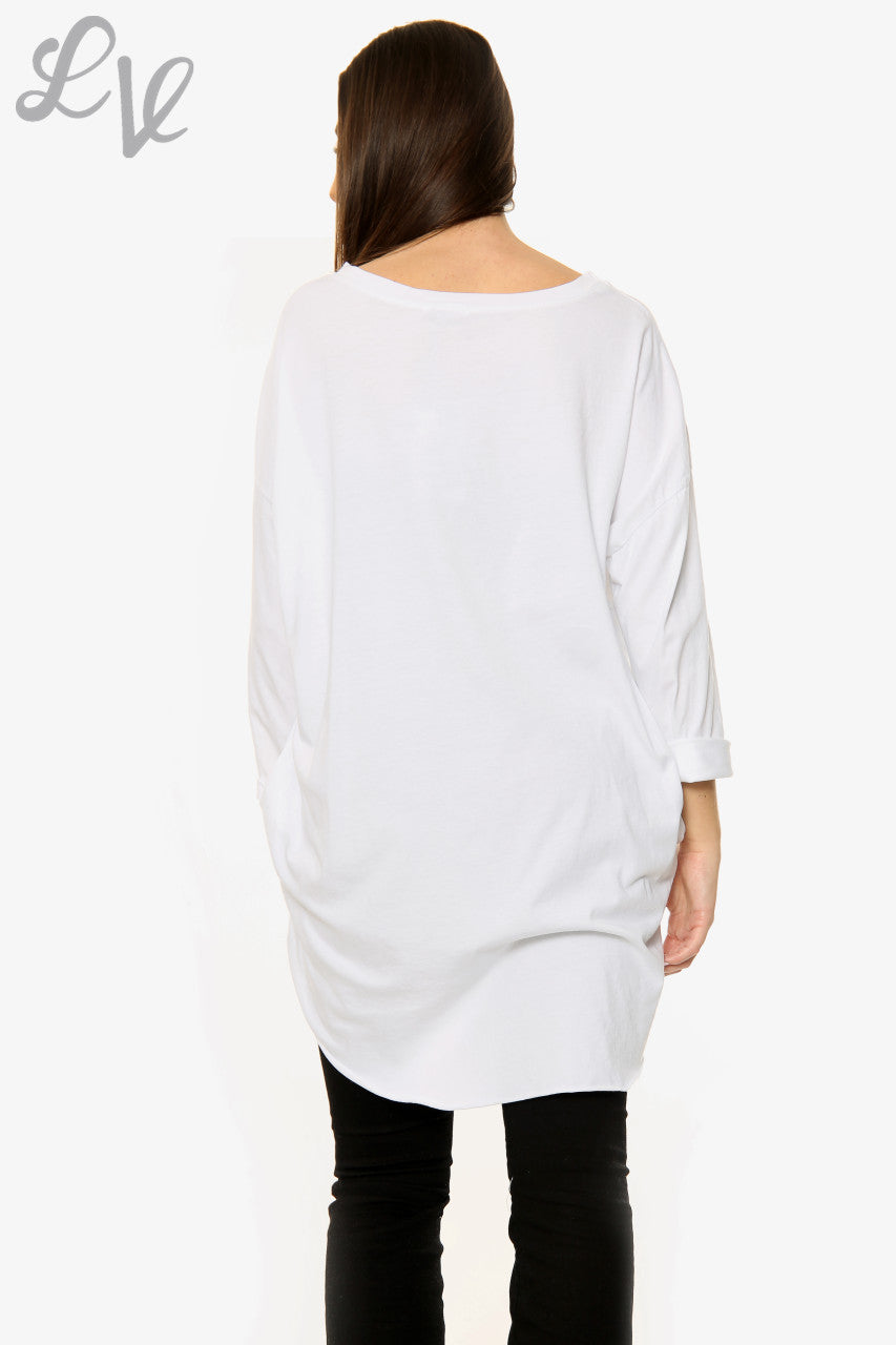Ladies Dimante Love Top White Unit Price WAS £12.99 NOW £6.49