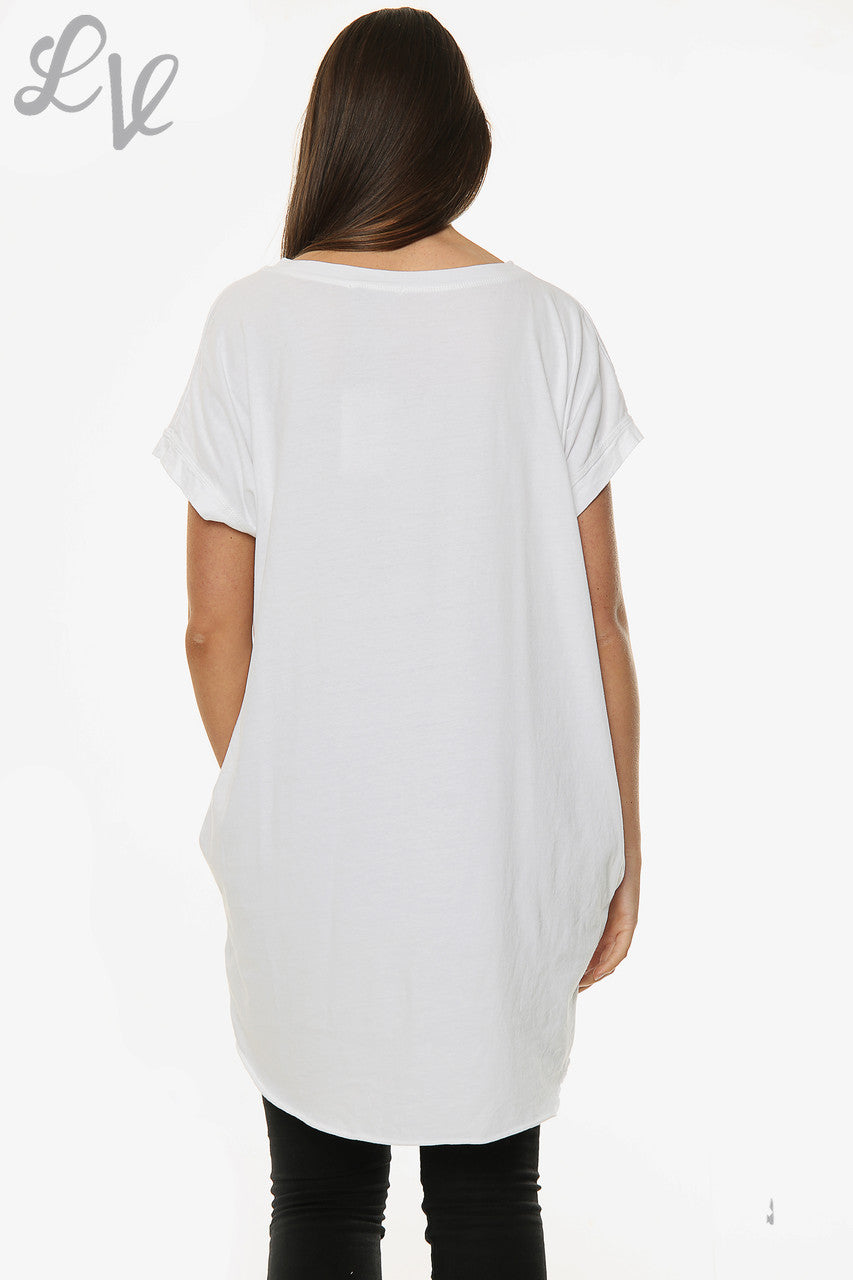 Damesleuke Slogan Top Wit Prijs per eenheid € 6,99