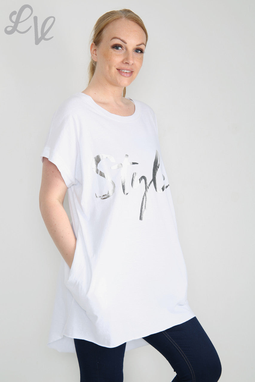 Damesfolie 'Style' Graphic Top Wit Eenheidsprijs € 6,99